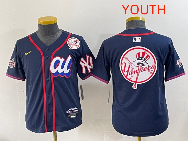 Youth 2025 New York Yankees Blank Drak Blue All star Blank Blue Nike MLB Jersey style 14->youth mlb jersey->Youth Jersey